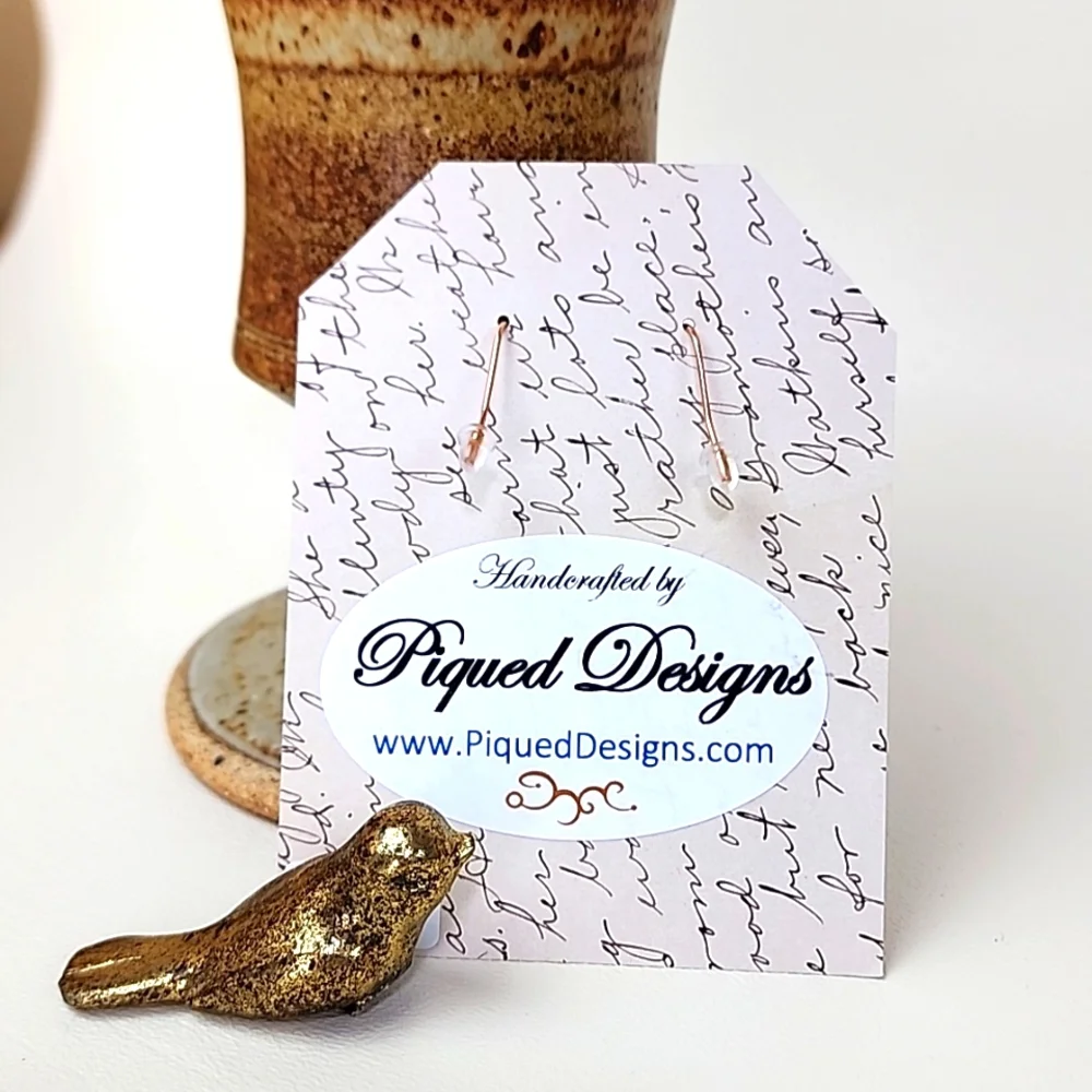 Copper & Iridescent Matte Green-Blue Dragonfly Dangle Earrings, Handmade - Picture 6 of 6